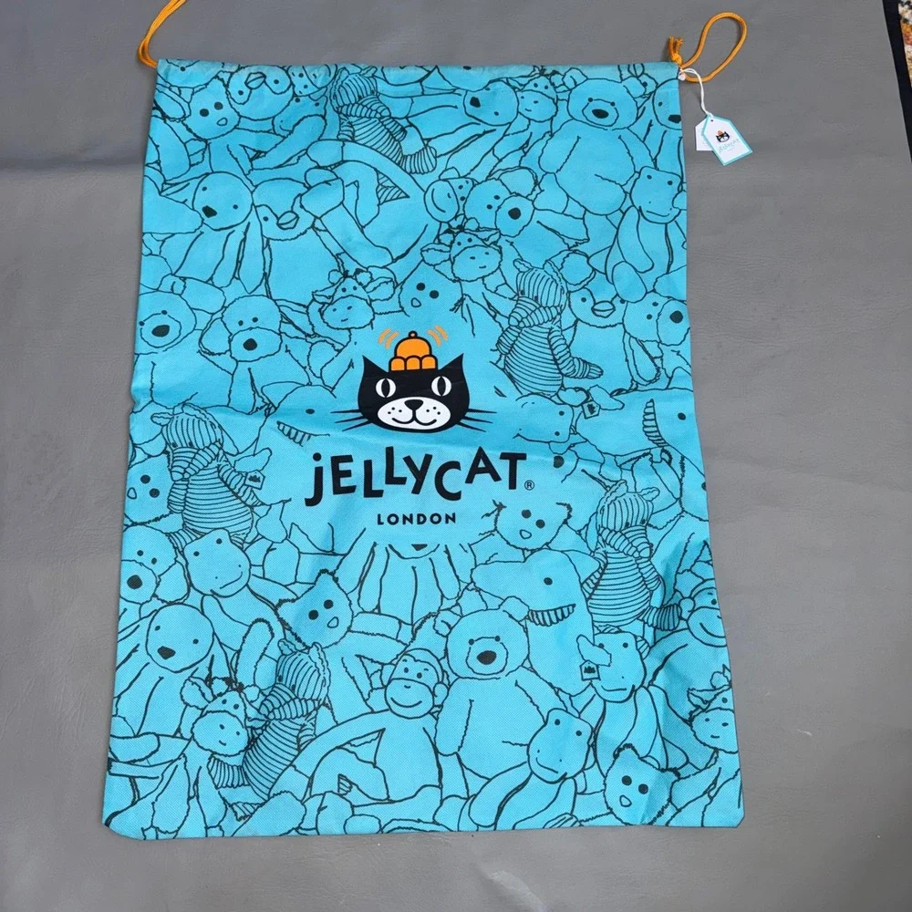 Jellycat London Blue Character Print Drawstring Gift Bag Reusable Large 23x18.5